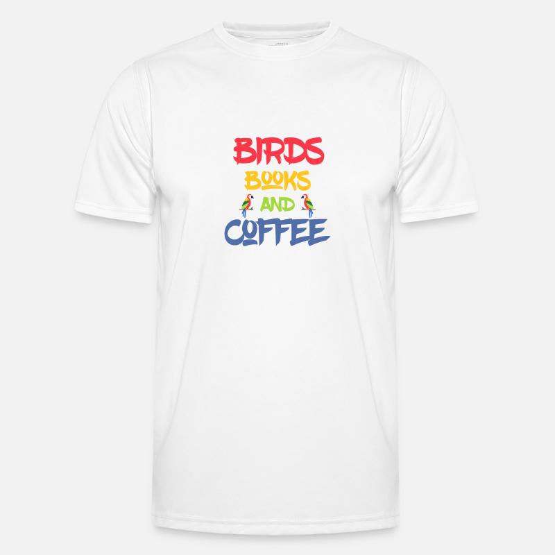Buchen Sie Lover Birds Bücher und Kaffee Trinker Geschenk Männer Funktions-T-Shirt