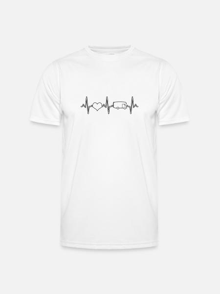 Wohnmobil Campen Herzschlag - Männer Funktions-T-Shirt - Weiß