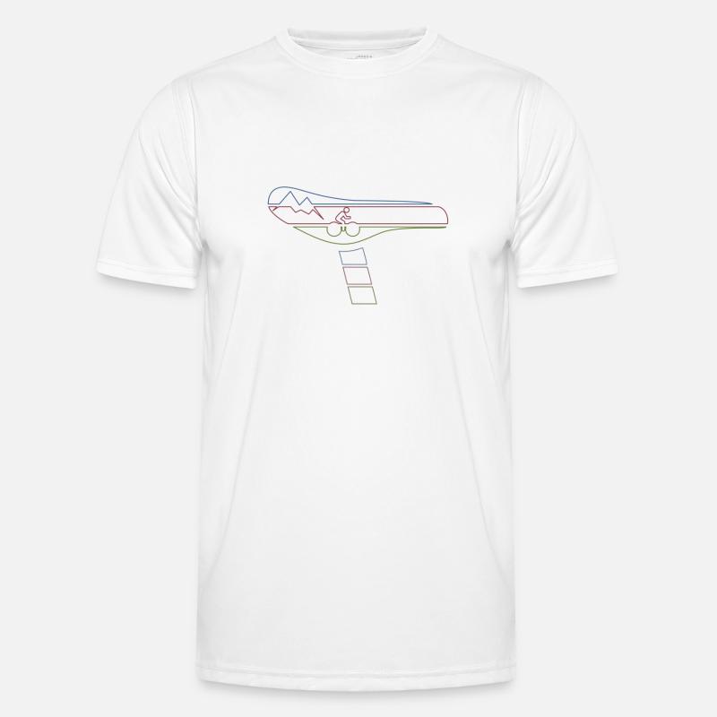 Bicycle Saddle Bicycle motif Mountain and cyclist Men's Functional T-Shirt
