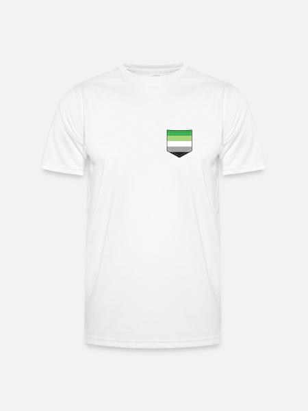 LGBTQ Aromantic Pride Flag Pocket - Men's Functional T-Shirt - white