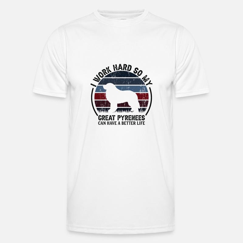 Arbeite Hart - Retro Great Pyrenees - Männer Funktions-T-Shirt - Weiß