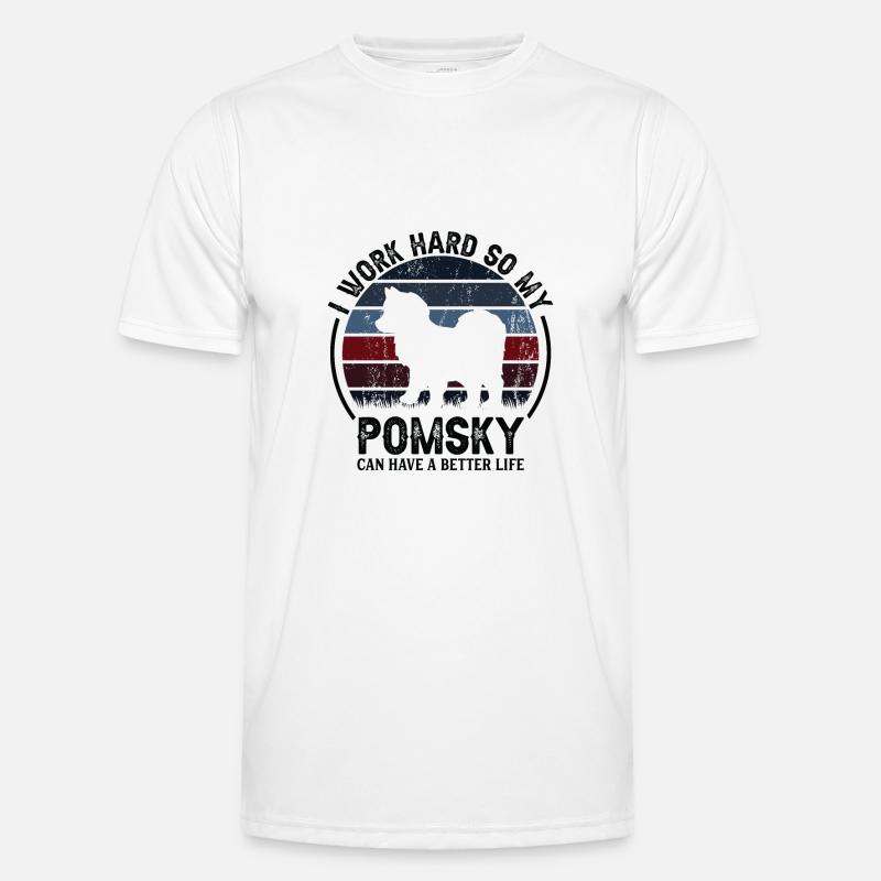 Work Hard - Retro Pomsky Men's Functional T-Shirt