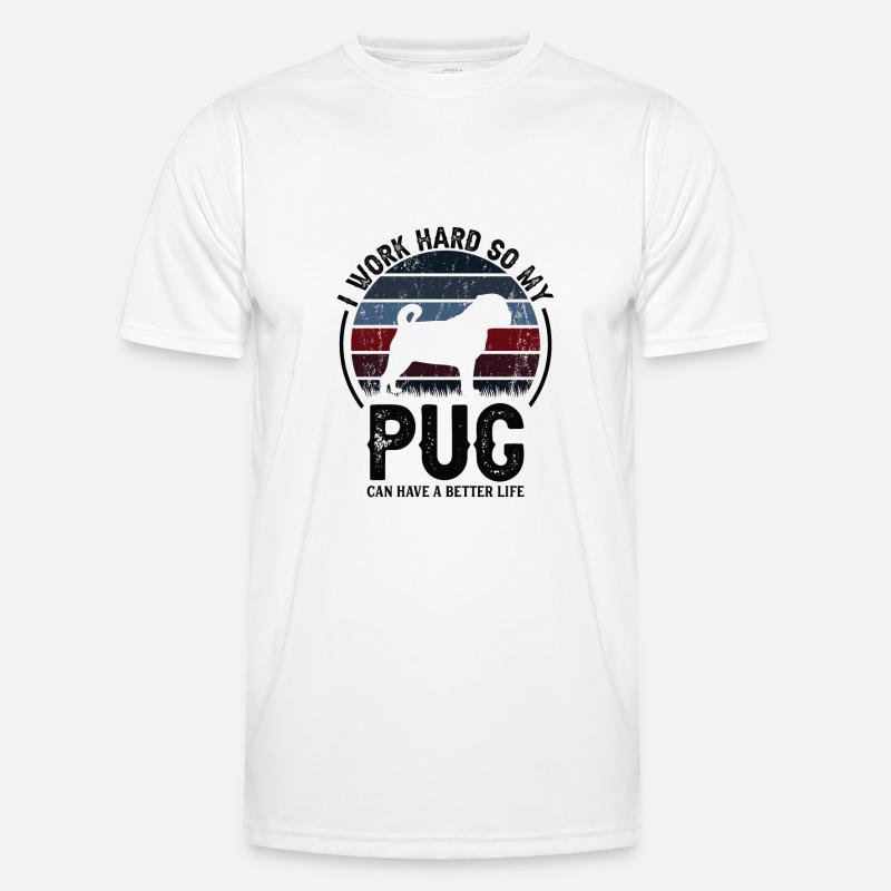 Hart Arbeiten - Retro Mops Männer Funktions-T-Shirt