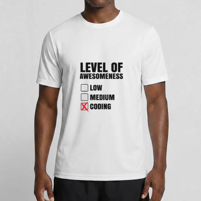 Level Of Awesomeness Low Medium Coding Programming Männer Funktions-T-Shirt