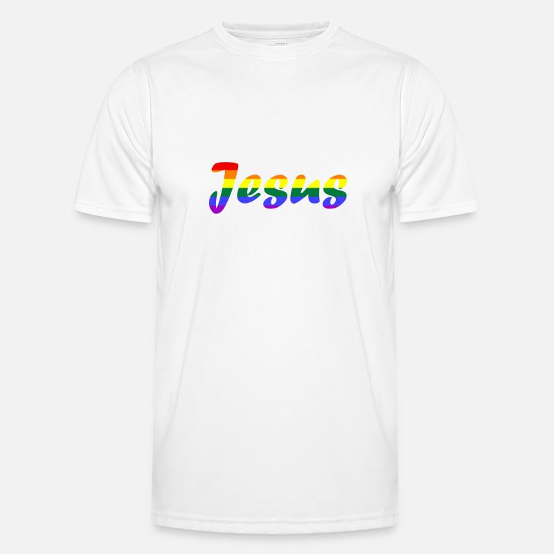 Jesus Regenbogen Männer Funktions-T-Shirt