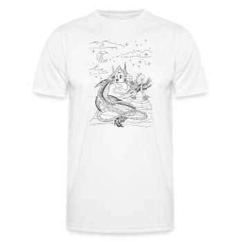 T-shirt ou sac à colorier, dragon - T-shirt sport Homme - blanc - Devant - AI Model Male 178 dark (178cm)