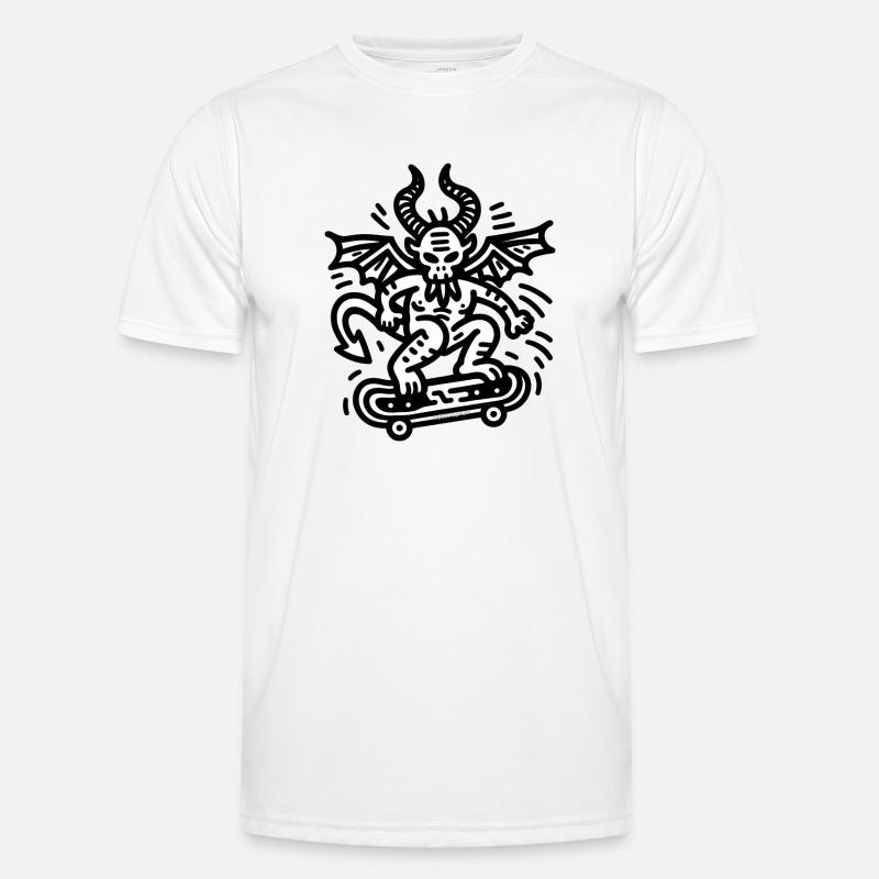 Devil Skateboard Doodle - Men's Functional T-Shirt - white