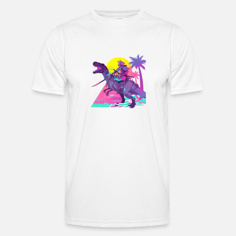 Chat T-Rex 80 ' s coucher de soleil Vintage T-shirt sport Homme