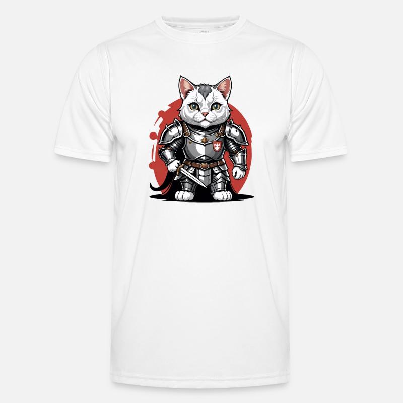 Cat Ritter Knight Katze Geschenk Mittelalter Männer Funktions-T-Shirt
