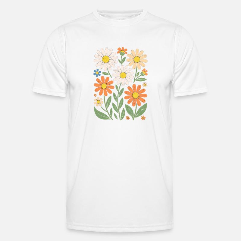 Boho Retro Gänseblümchen Muster Retro - Männer Funktions-T-Shirt - Weiß