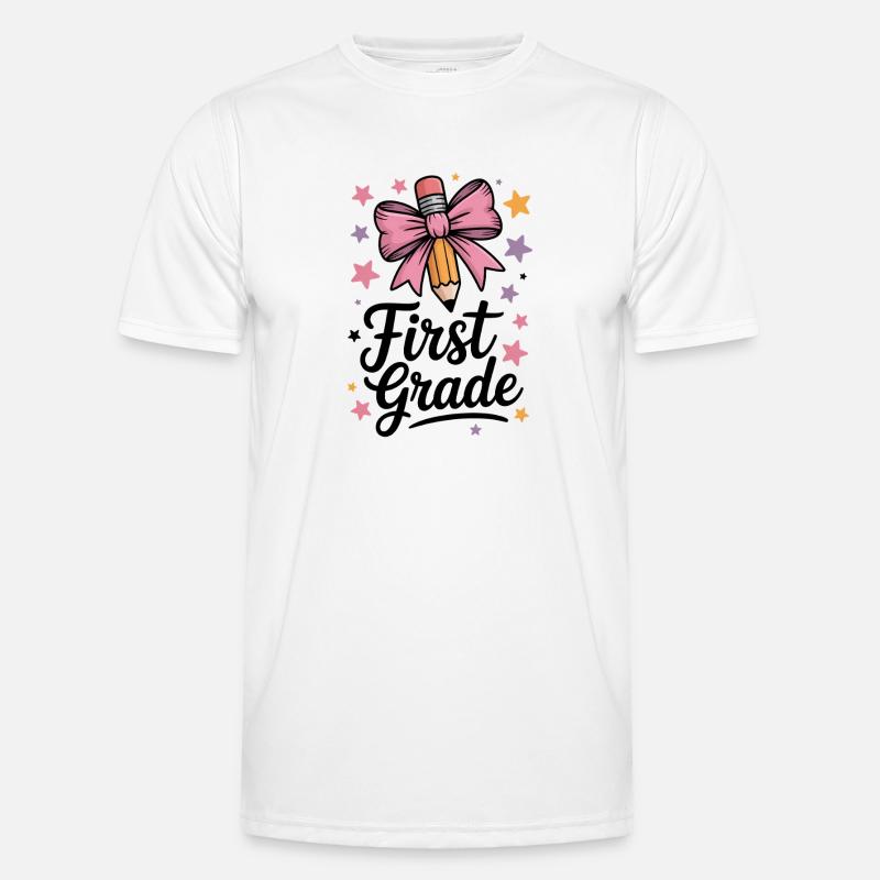 First Grade Bow Crayon Bow School Men's Functional T-Shirt