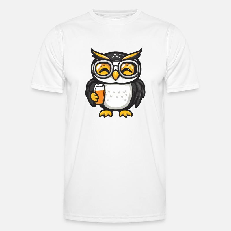 Eule Apres Ski Bier - Männer Funktions-T-Shirt - Weiß