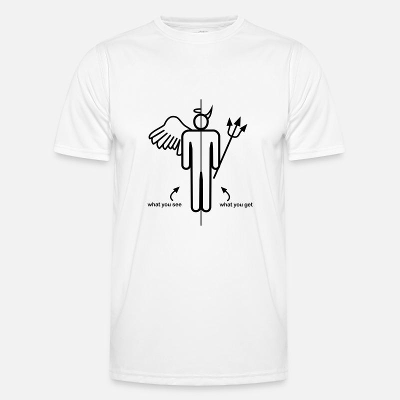 Engel Teufel Strichmännchen Männer Funktions-T-Shirt