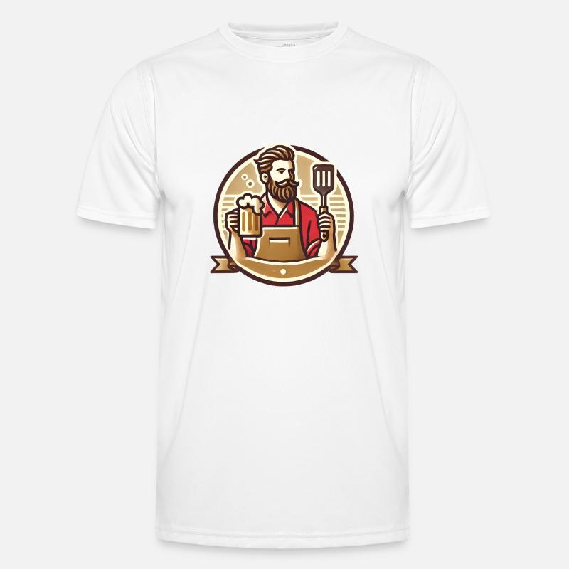 Bärtiger Grill Master Badge Design Männer Funktions-T-Shirt