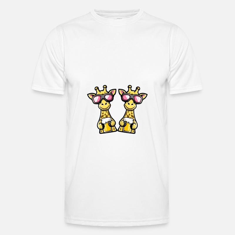 Giraffe Ski Team Bier - Männer Funktions-T-Shirt - Weiß