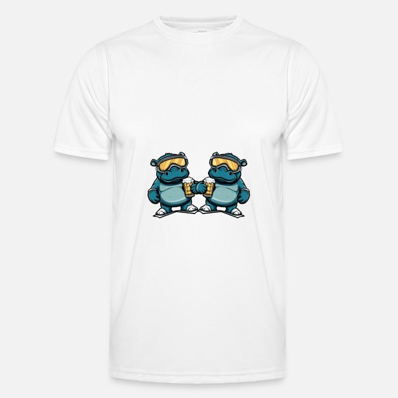 Nilpferd Ski Team Bier - Männer Funktions-T-Shirt - Weiß