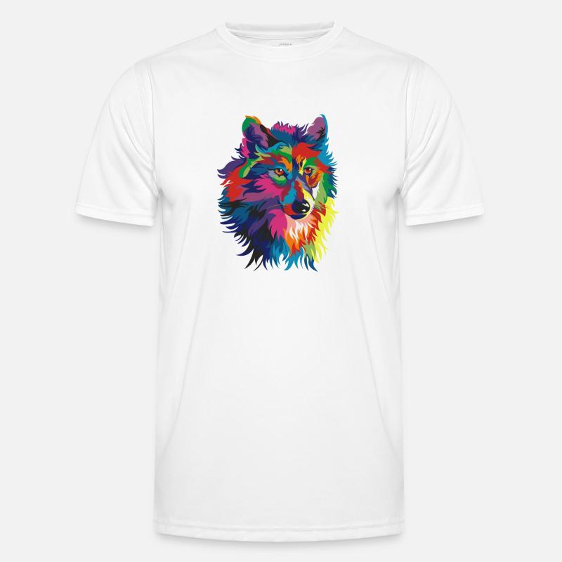 bunter Wolf Männer Funktions-T-Shirt