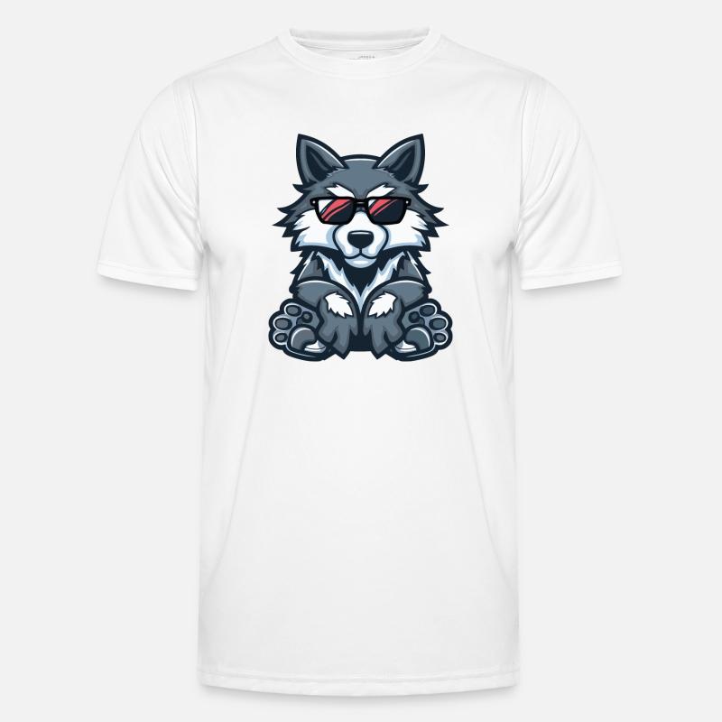 Wolf Comic Cool - Men's Functional T-Shirt - white