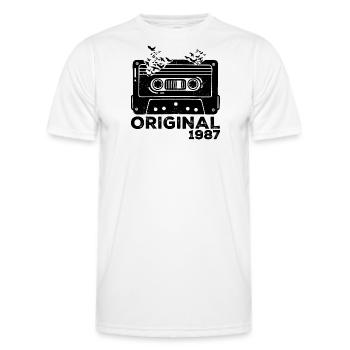 Year of birth 1987 Cassette 1987 Birthday 1987 - Men's Functional T-Shirt - white - Front - AI Model Male 178 dark (178cm)