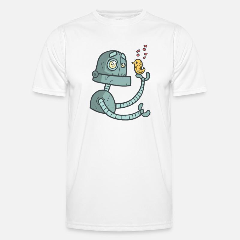 Roboter mit Vogel Männer Funktions-T-Shirt