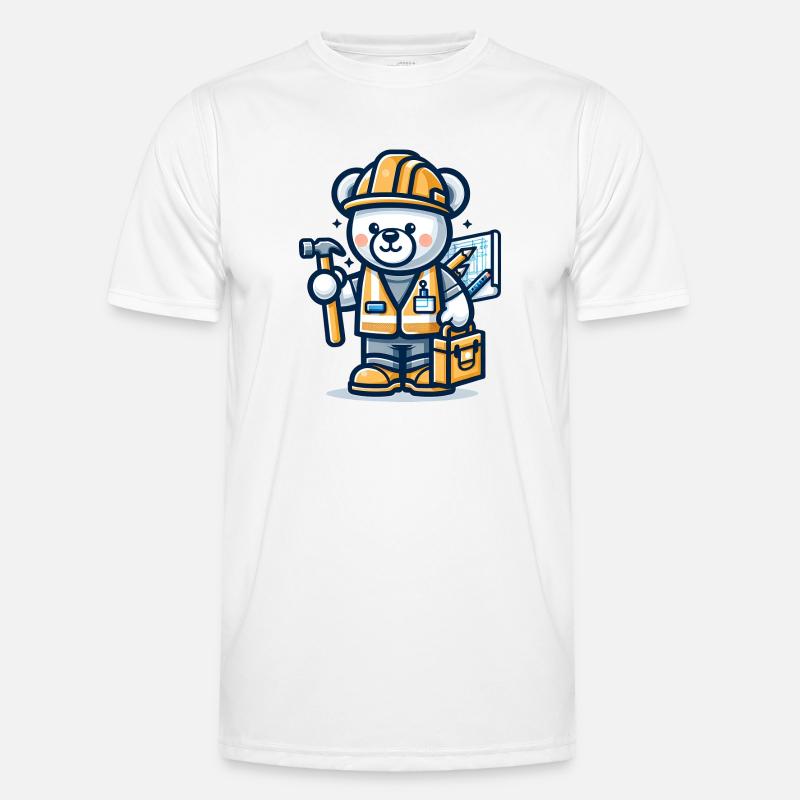 Cute Bear Construction Worker - Männer Funktions-T-Shirt - Weiß