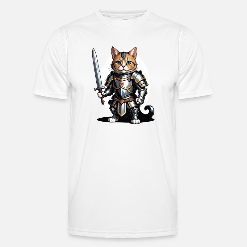 Cat Ritter Knight Katze Geschenk Mittelalter Männer Funktions-T-Shirt