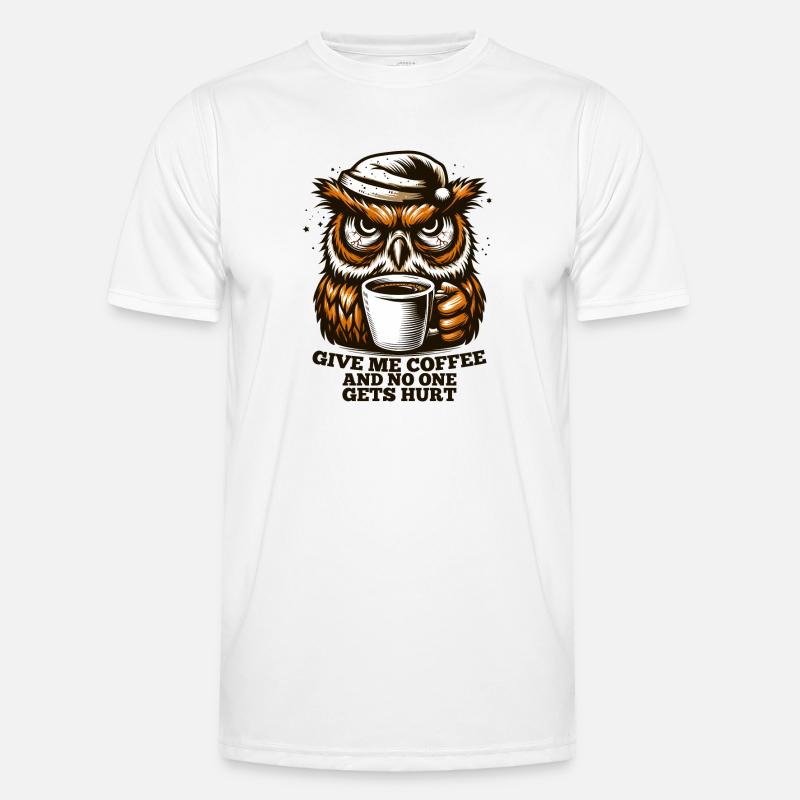 Eule Kaffee müde Geschenk Männer Funktions-T-Shirt
