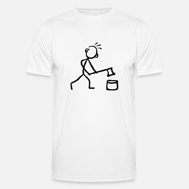Strichmännchen Holz hacken - Männer Funktions-T-Shirt - Weiß