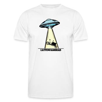 Ufo, Lastenfahrrad, Lastenrad, Cargobike, Aliens - Männer Funktions-T-Shirt - Weiß - Vorne - AI Model Male 178 dark (178cm)