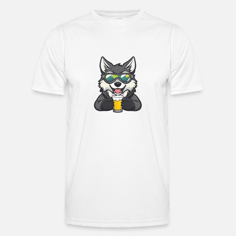 Wolf Après-Ski Beer - Men's Functional T-Shirt - white