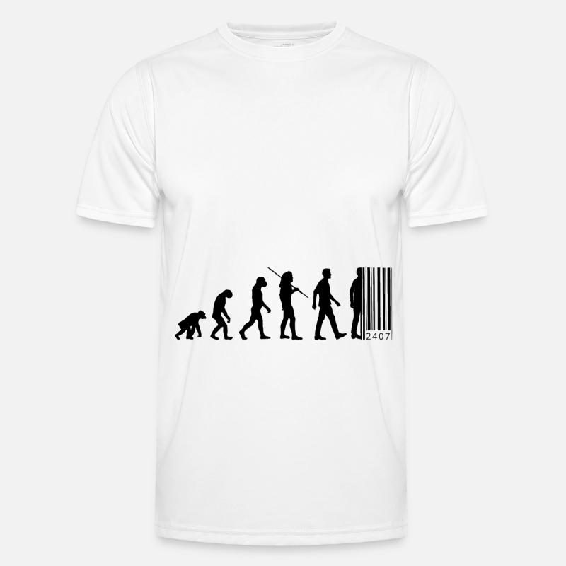 Evolution - code à barres - T-shirt sport Homme - blanc