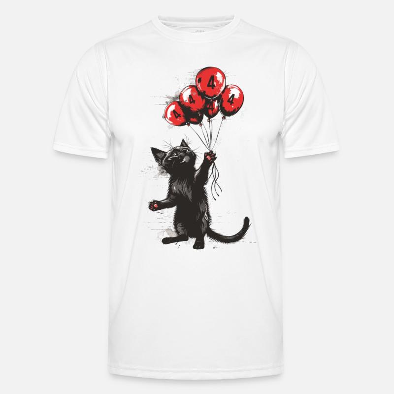 4 Jahre Geschenk 4. Geburtstag Katze Männer Funktions-T-Shirt
