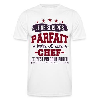 Je Ne Suis Parfait Mais Je Suis Chef - T-shirt sport Homme - blanc - Devant - AI Model Male 178 dark (178cm)