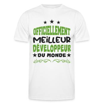Officiellement Le Meilleur Développeur Du Monde - T-shirt sport Homme - blanc - Devant - AI Model Male 178 dark (178cm)