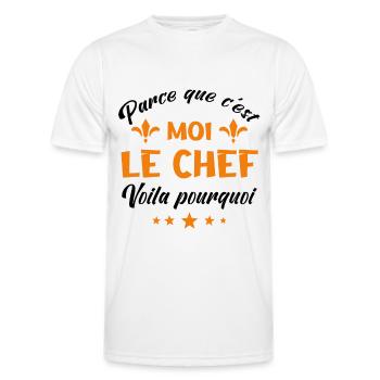 parce que c'est moi le chef - T-shirt sport Homme - blanc - Devant - AI Model Male 178 dark (178cm)