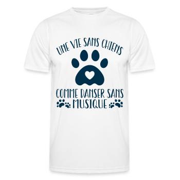 une vie sans chien c'est comme danser sans musique - T-shirt sport Homme - blanc - Devant - AI Model Male 178 dark (178cm)