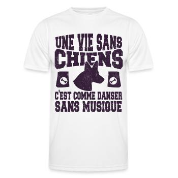 Vie Sans Chiens C'est Comme Danser Sans Musique - T-shirt sport Homme - blanc - Devant - AI Model Male 178 dark (178cm)