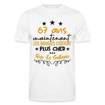 humour anniversaire 67 ans - T-shirt sport Homme - blanc - Devant - AI Model Male 178 dark (178cm)