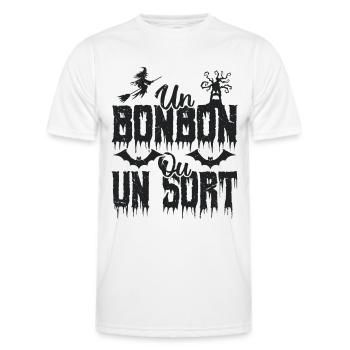 Un bonbon ou un sort - T-shirt sport Homme - blanc - Devant - AI Model Male 178 dark (178cm)