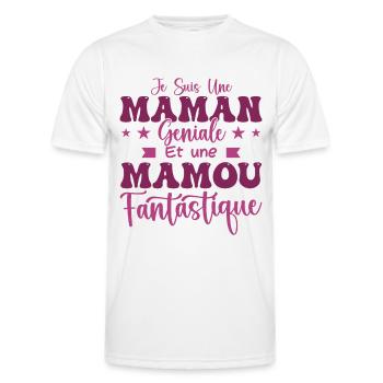 Je suis une Maman géniale Et une Mamou Fantastique - T-shirt sport Homme - blanc - Devant - AI Model Male 178 dark (178cm)