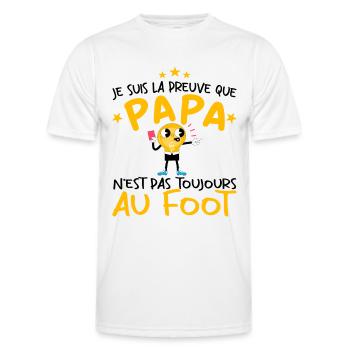 Preuve que papa n'est pas toujours au Foot - T-shirt sport Homme - blanc - Devant - AI Model Male 178 dark (178cm)