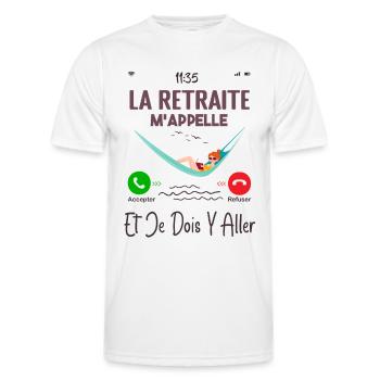 Retraité Femme Humour La Retraite M'appelle Cadeau - T-shirt sport Homme - blanc - Devant - AI Model Male 178 dark (178cm)