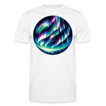Passionné d’aurores boréales Amoureux des aurores boréales - T-shirt sport Homme - blanc - Devant - AI Model Male 178 dark (178cm)