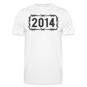 Anniversaire Vintage 2014 Fil de fer barbelé - T-shirt sport Homme - blanc - Devant - AI Model Male 178 dark (178cm)