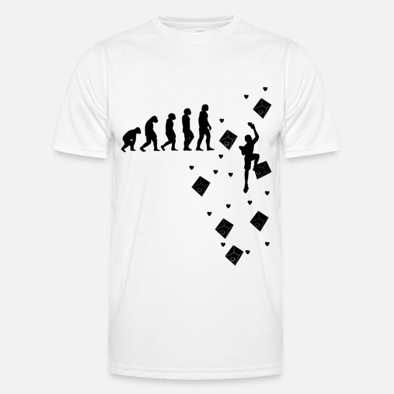 Klettern Bouldern Bergsteigen Evolution Kletterer - Männer Funktions-T-Shirt - Weiß