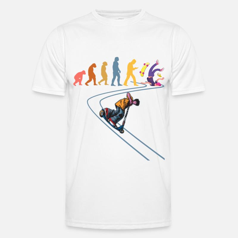 Tretroller Stuntscooter Rollen Stunt-Roller - Männer Funktions-T-Shirt - Weiß