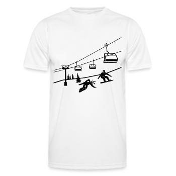 Snowboard Snowboard Remontées mécaniques Snowboarder - T-shirt sport Homme - blanc - Devant - AI Model Male 178 dark (178cm)
