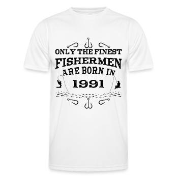 Pêcheur né en 1991 anniversaire - T-shirt sport Homme - blanc - Devant - AI Model Male 178 dark (178cm)