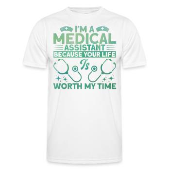 Assistant médical certifié - T-shirt sport Homme - blanc - Devant - AI Model Male 178 dark (178cm)