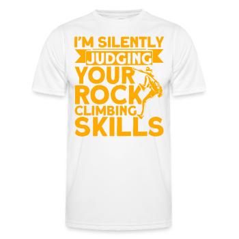 Ich beurteile deine Kletterfähigkeiten Felskletter - Männer Funktions-T-Shirt - Weiß - Vorne - AI Model Male 178 dark (178cm)